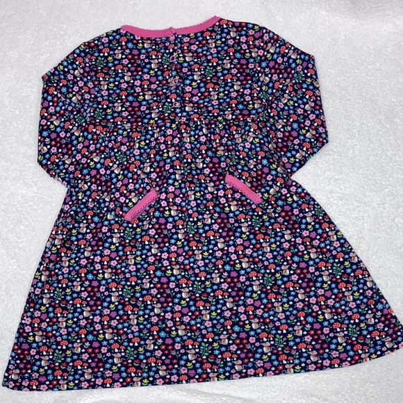 Jojo maman bebe mouse floral mushroom navy long sleeve dress 4-5 yrs - Picture 5 of 9